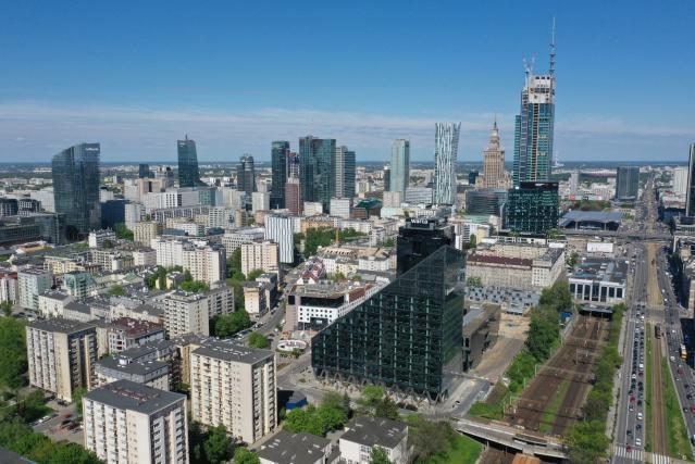 Aerial views of European Union Capitals -  Warsaw, Poland