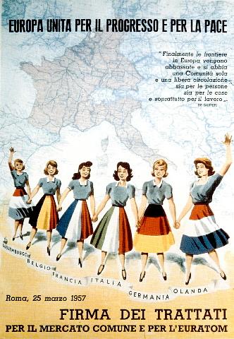 Italian poster celebrating the signature of the Treaties of Rome