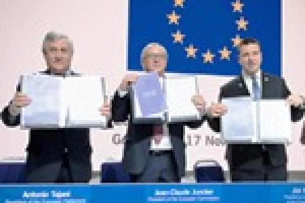 Antonio Tajani, Jean-Claude Juncker i Jüri Ratas